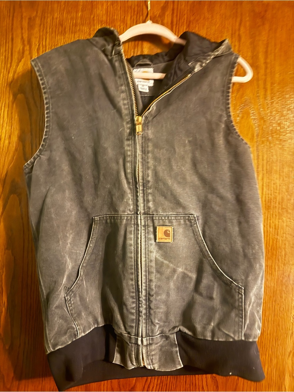 Carhartt Boys' Washed Black Hooded Work Vest